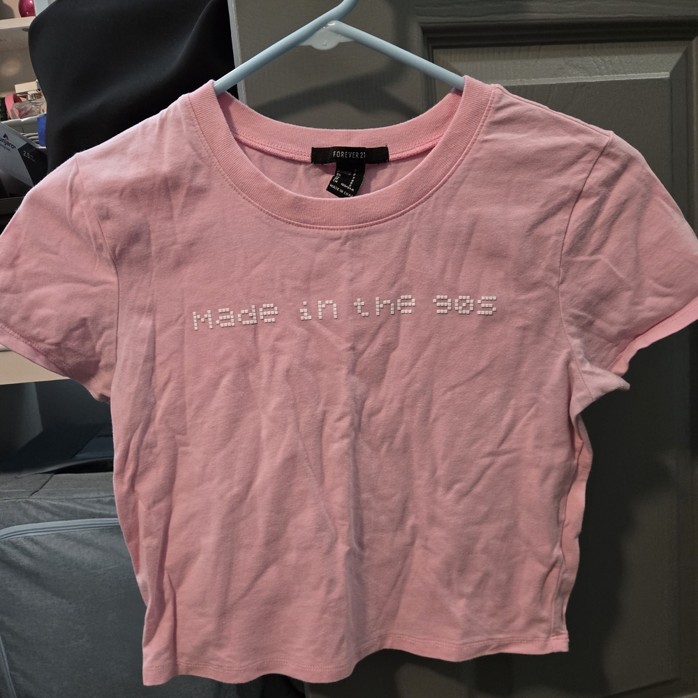 FOREVER21 pink 'Made in the 90s' Crop Top Tee